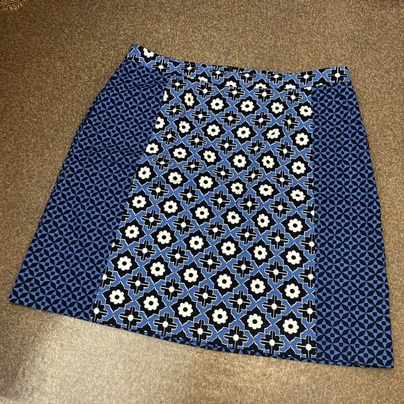 Boden Blue and White Print Floral A-line Skirt 100% Cotton US 14R - O1988 - Picture 2 of 5